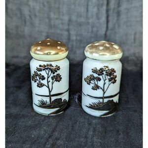 Hand painted Vintage Japanese Salt and Pepper Shaker Set Bonsai Japanese Maple
